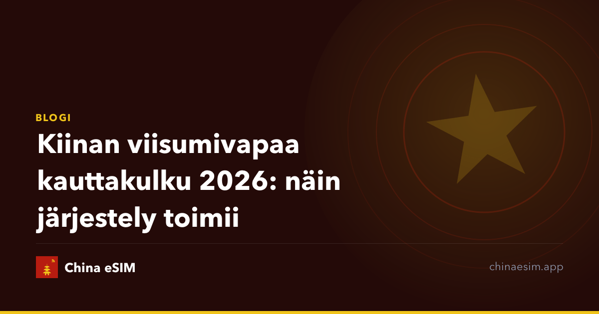 Kiinan viisumivapaa kauttakulku 2026: näin järjestely toimii