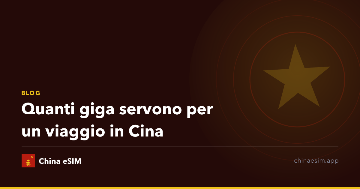 Quanti giga servono per un viaggio in Cina