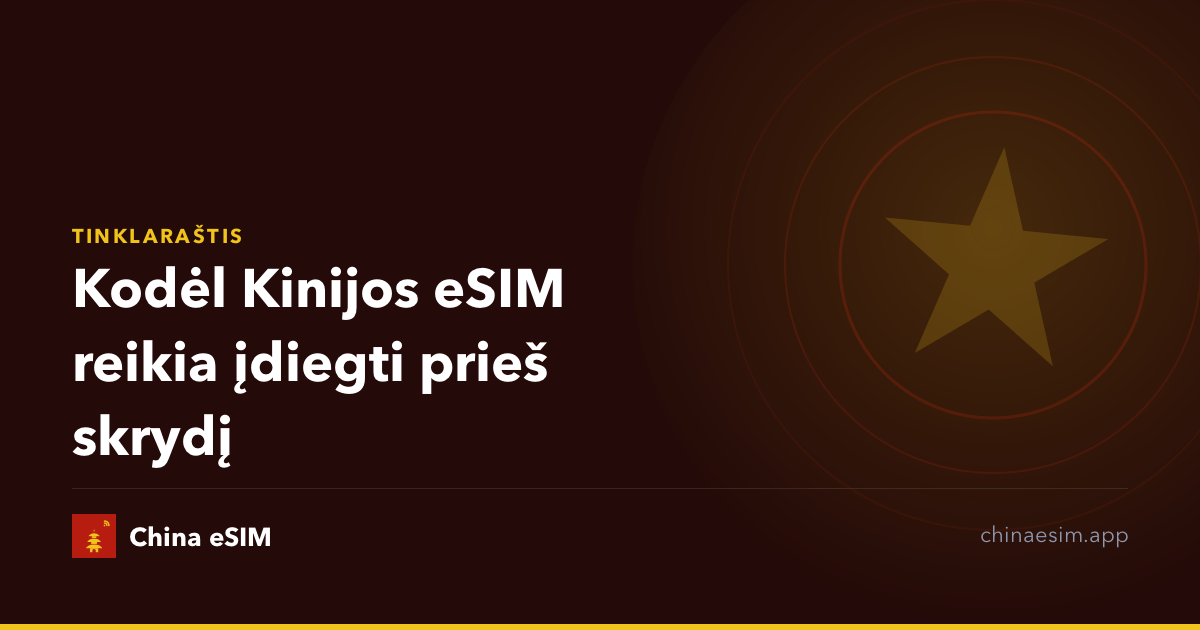 Kodėl Kinijos eSIM reikia įdiegti prieš skrydį