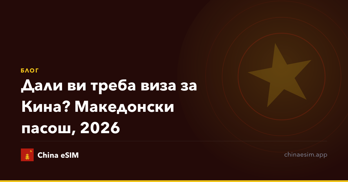 Дали ви треба виза за Кина? Македонски пасош, 2026