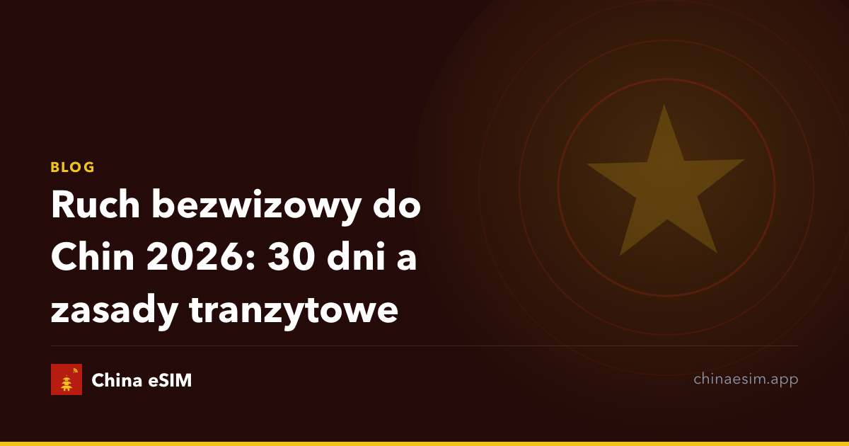 Ruch bezwizowy do Chin 2026: 30 dni a zasady tranzytowe